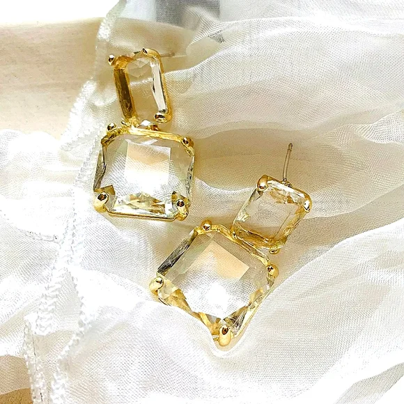 Anthropologie transparent glass dangle earrings; nwot - Picture 7 of 12